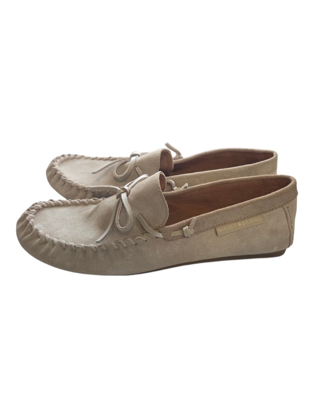 Lucky Brand Light Beige Suede Moccasin Loafers 9 New